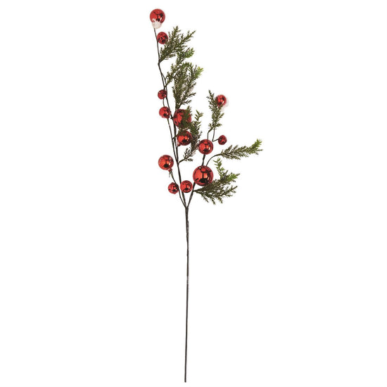 35 Inch Snowy Pine Branch w/Red Bells