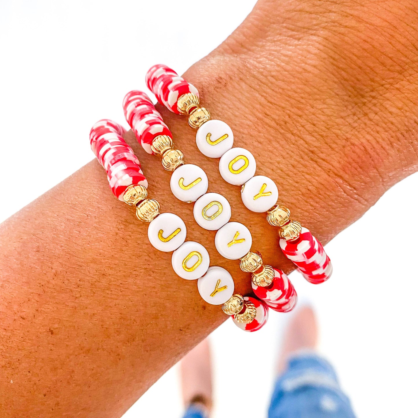 Joy Word Christmas Vinyl Heishi Bracelet