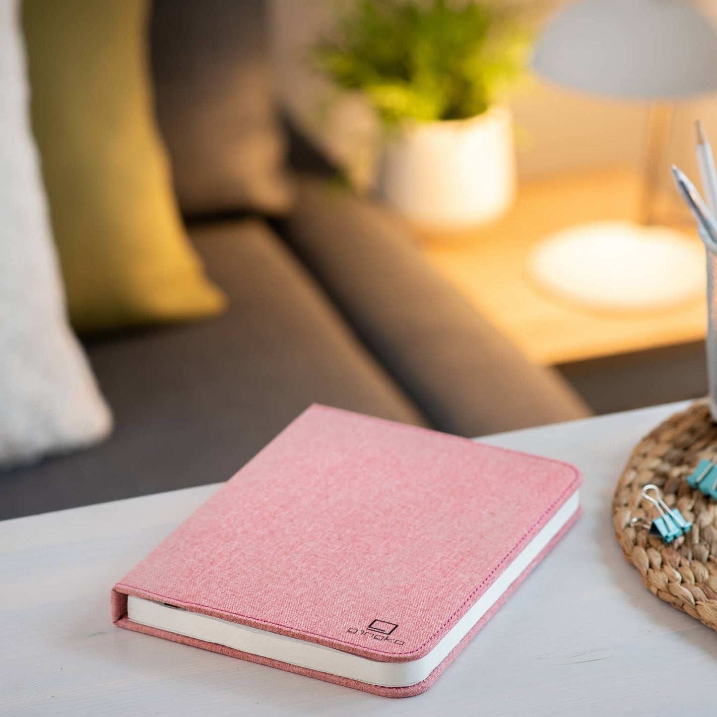 Linen Fabric Smart Book Light: Blush pink / Mini