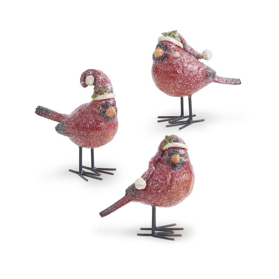 Glittered Resin Cardinals with Stocking Hats