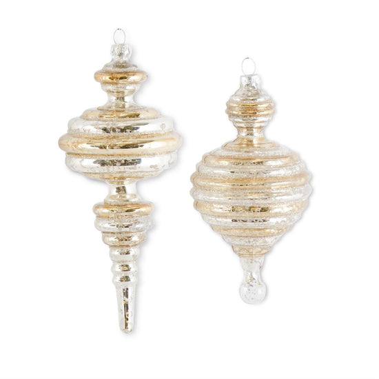 Mdm Assorted Gold and Silver Striped Ornaments