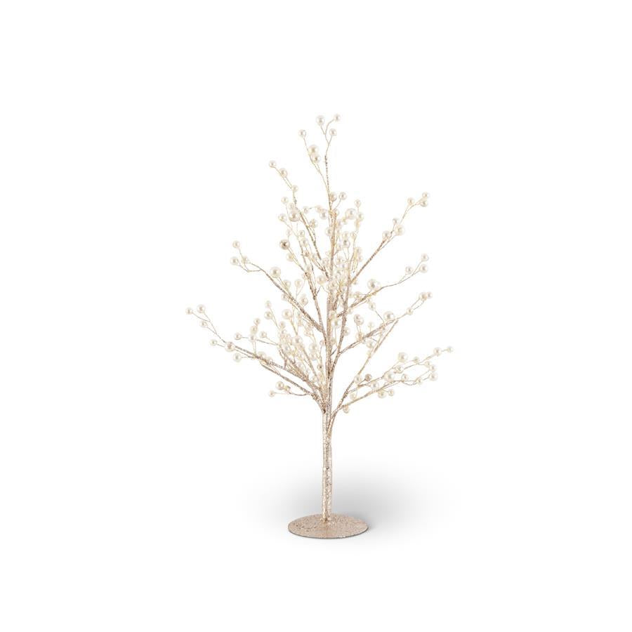 18" Glittered Champagne Twig Tree with Pearl Accents