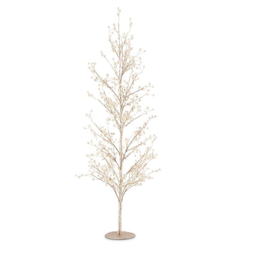 33" Glittered Champagne Twig Tree with Pearl Accents