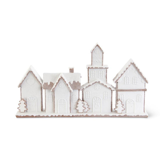 17.75 Inch Glittered White Frosted Gingerbread Village