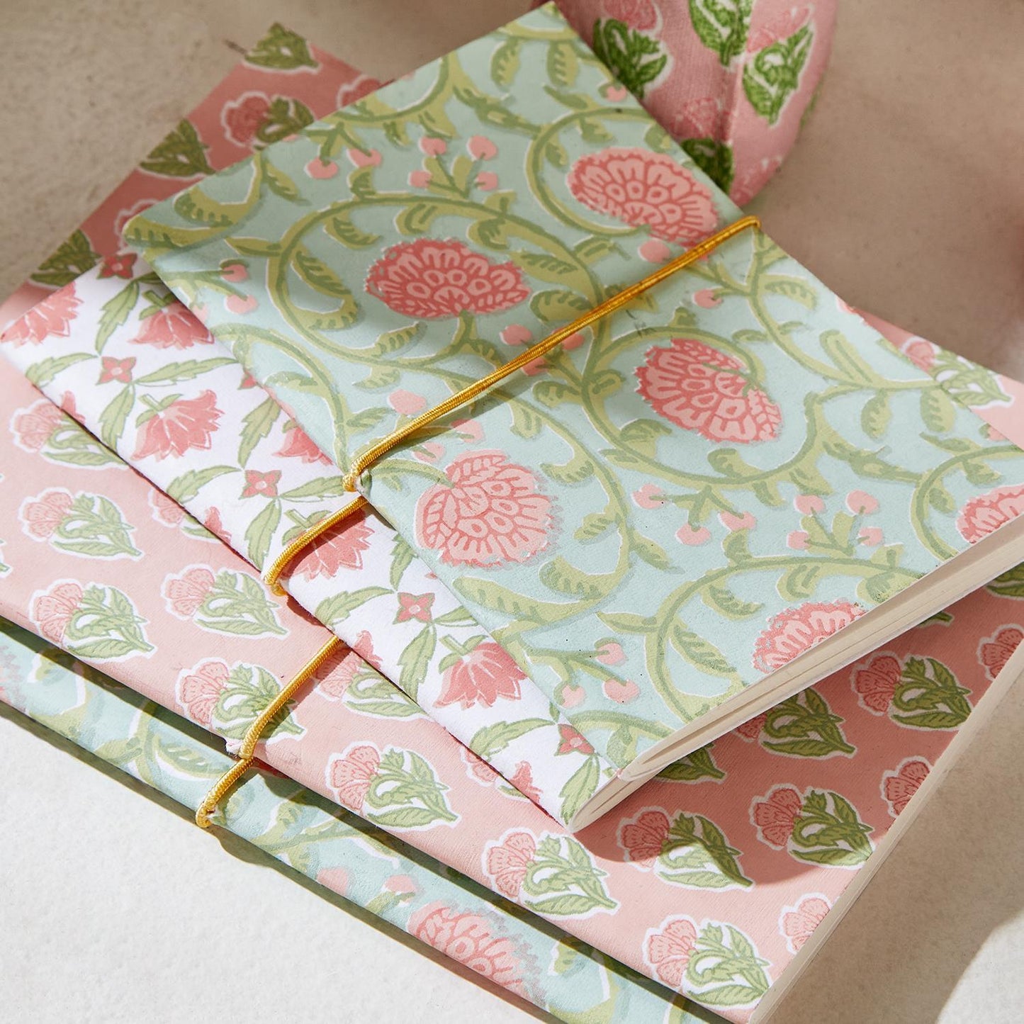 Small Floral Print Soft Cover Notebooks- Handmade with Recycled Paper