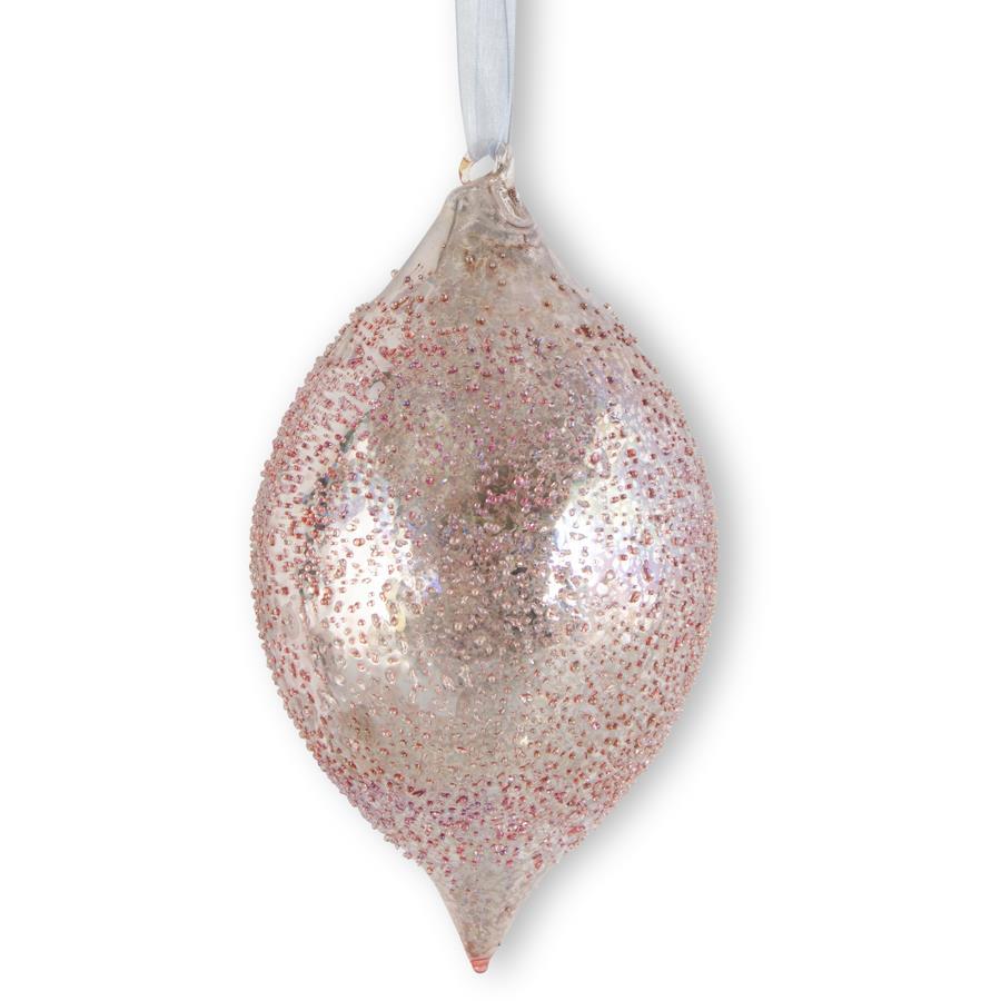 8.5 Inch Light Pink Textured Mercury Glass Teardrop Ornament