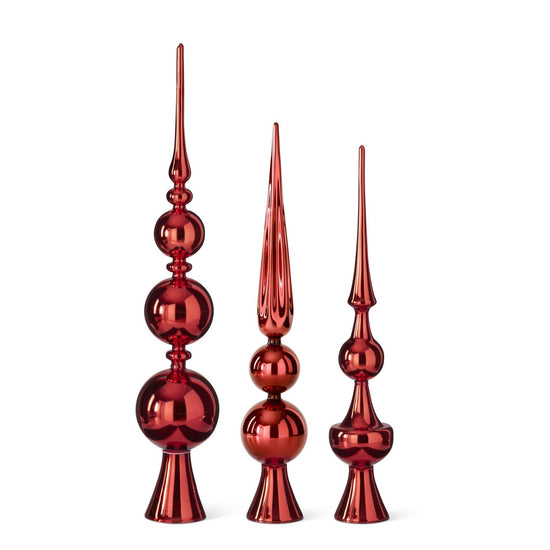 Red Glass Finial Tree Toppers/Table Decor