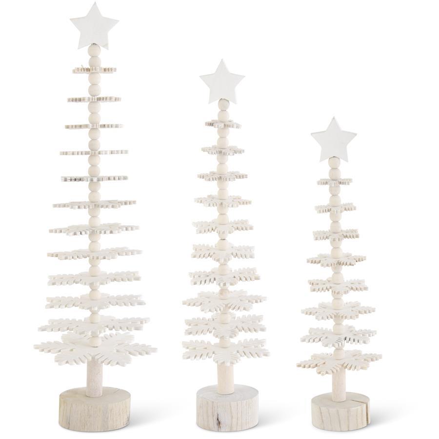 Stacked White Wood Snowflake Trees