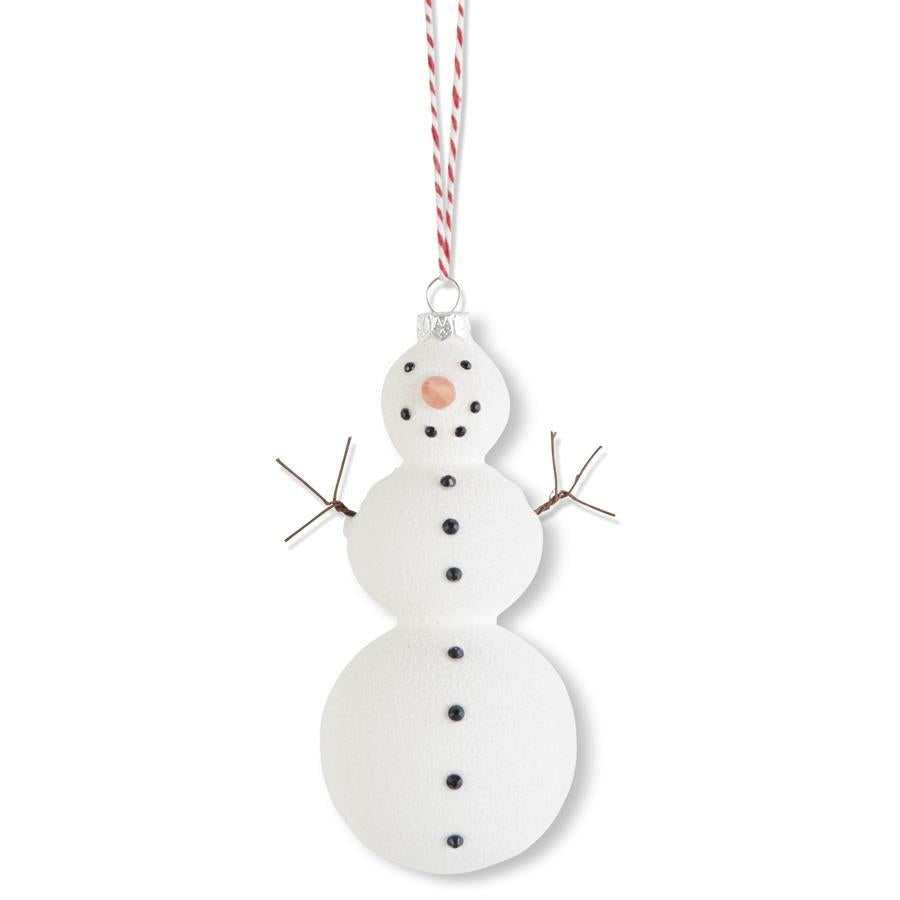 5.5 Inch Glass Snowman w/Black Rhinestones