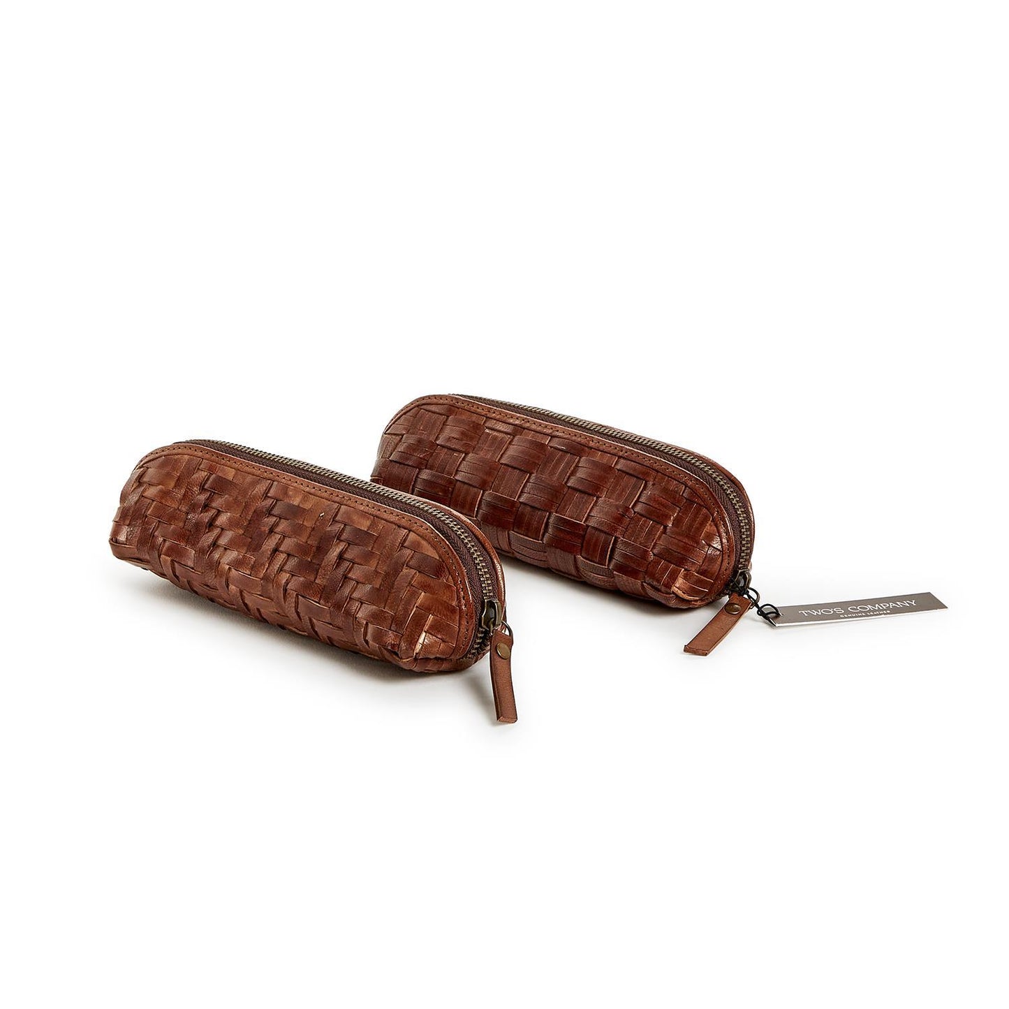 Chestnut Woven Leather Pencil Case