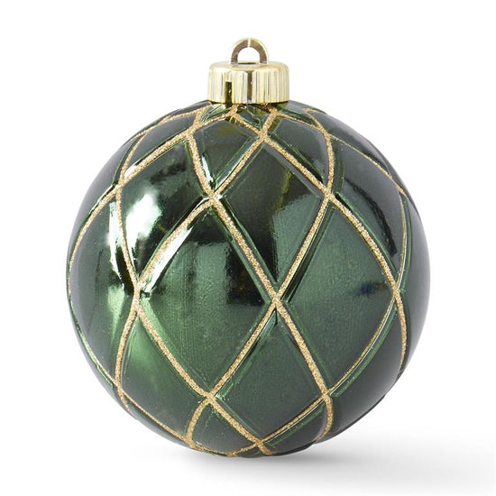 4.75 Inch Green w/Gold Glitter Shatterproof Ornament