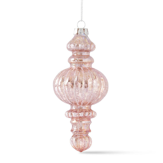 Glittered Pink Mercury Glass Finial Ornaments