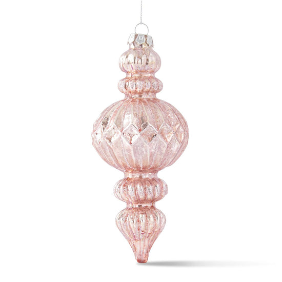 Glittered Pink Mercury Glass Finial Ornaments