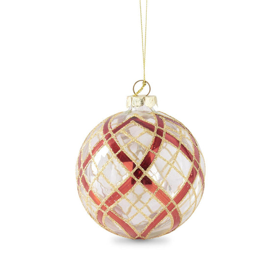 Clear Glass Ornaments w/Glittered Red