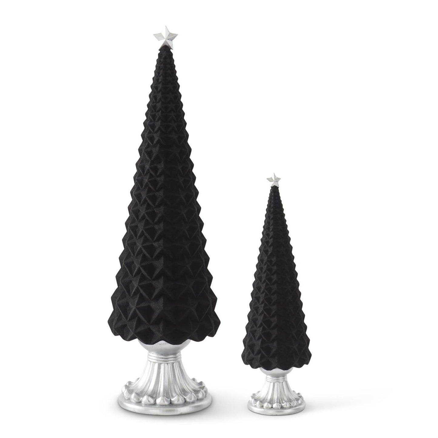 Set/2 Black Star Embossed Trees with Star Topper