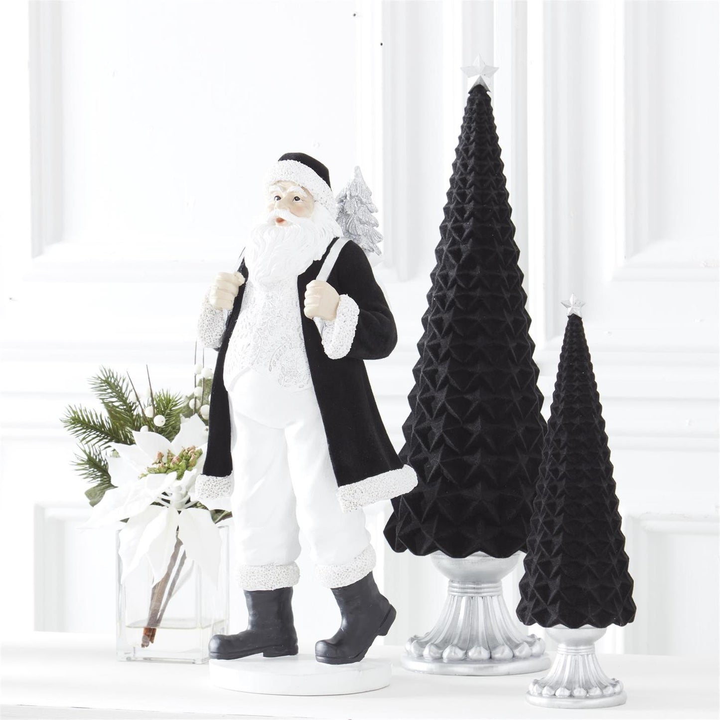 Set/2 Black Star Embossed Trees with Star Topper