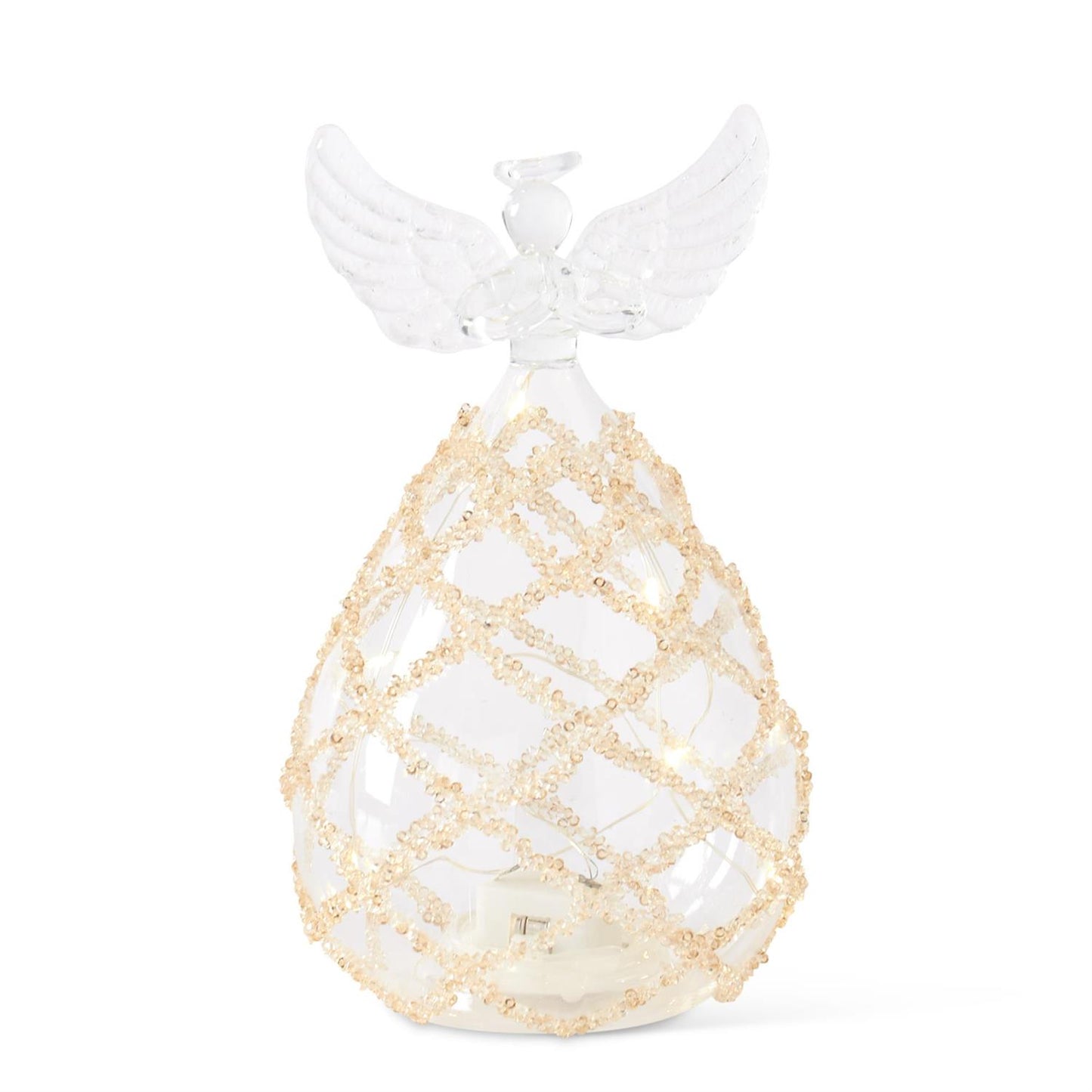 6.5 Inch Clear Glass LED Angel w/Lattice Gold