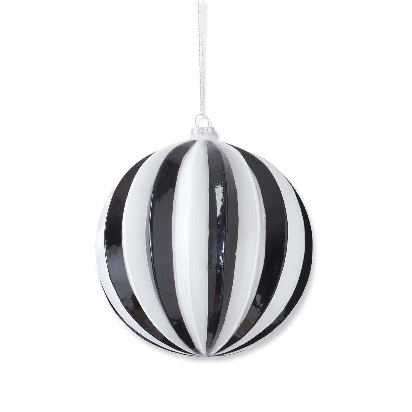 5.75 Inch Hand Painted Black & White Round Ornament