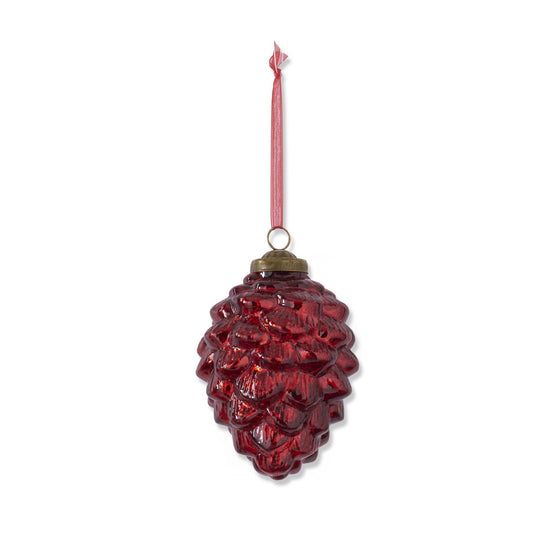 4.75 Inch Red Glass Pinecone Ornament