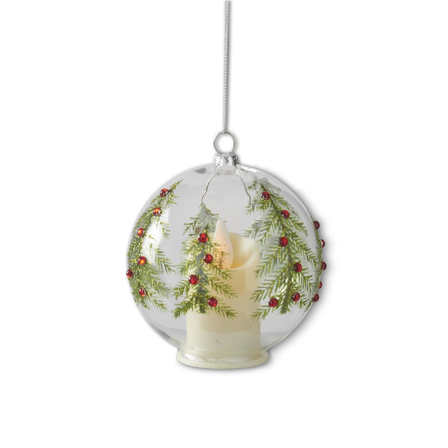 4 Inch LED Clear Glass Ornament w/Jewels