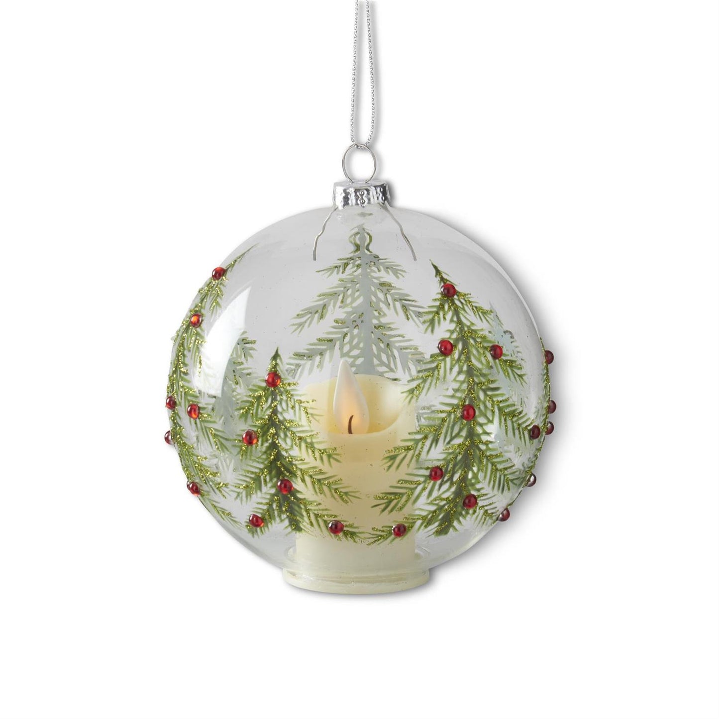 4.7r Inch LED Clear Glass Ornament w/Jewels