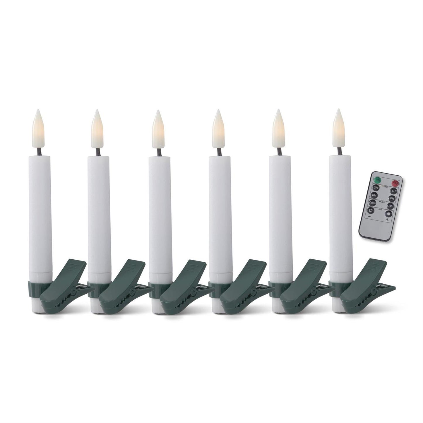 Set of Six 5 Inch White LED Tree Clip Candles