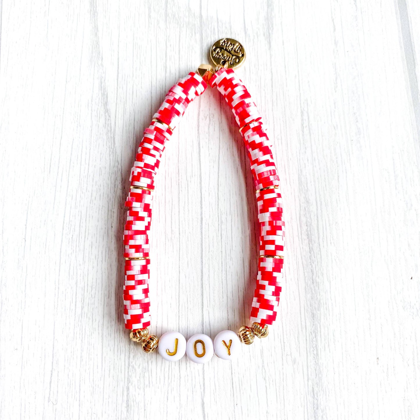 Joy Word Christmas Vinyl Heishi Bracelet