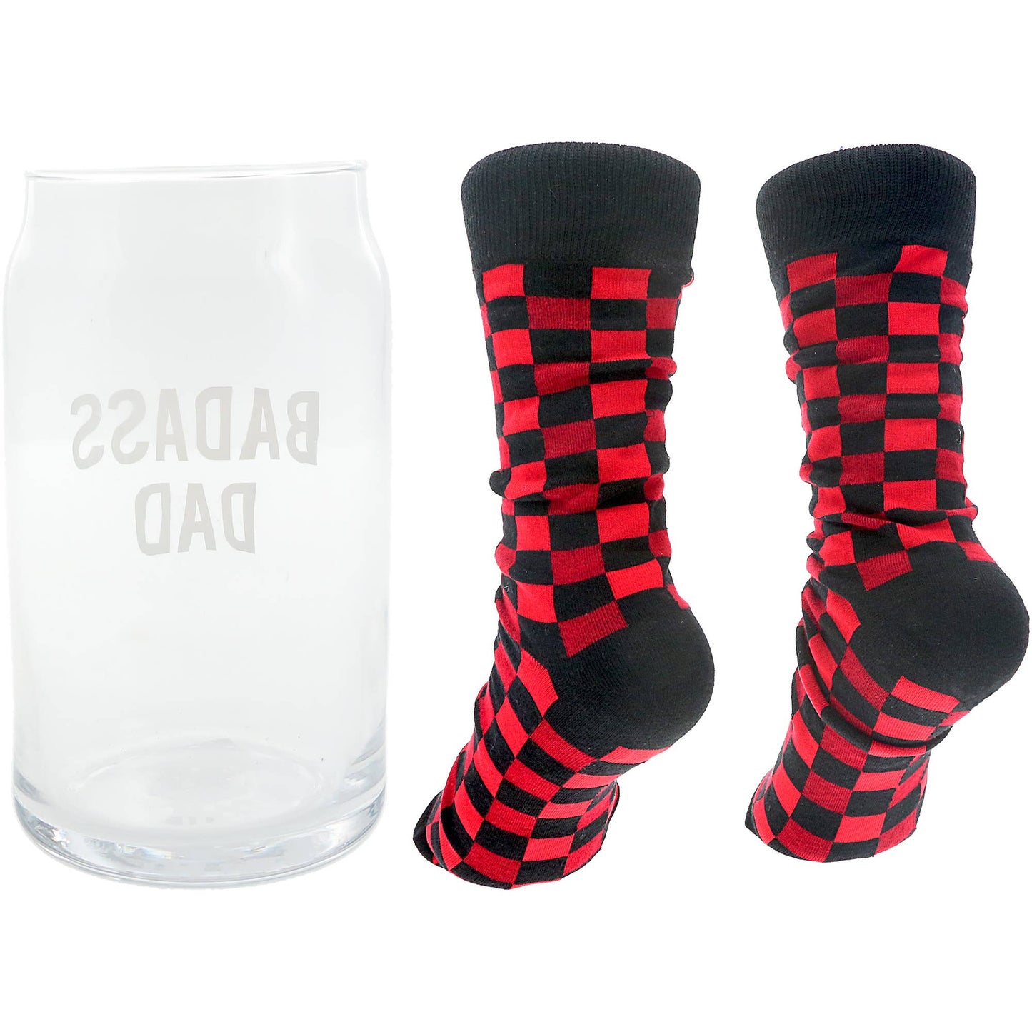 Badass Dad - 16 oz Beer Can Glass and Sock Set