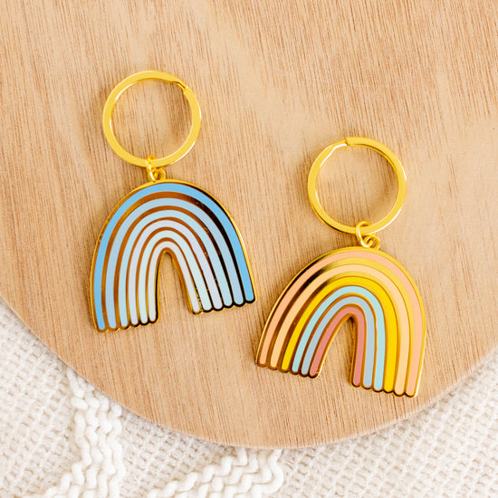 Pastel Rainbow Metal Keychain 2x2 in.