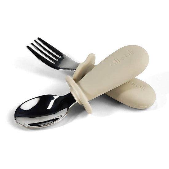 Spoon & Fork Learning Set for Toddlers (Khaki) 6m+