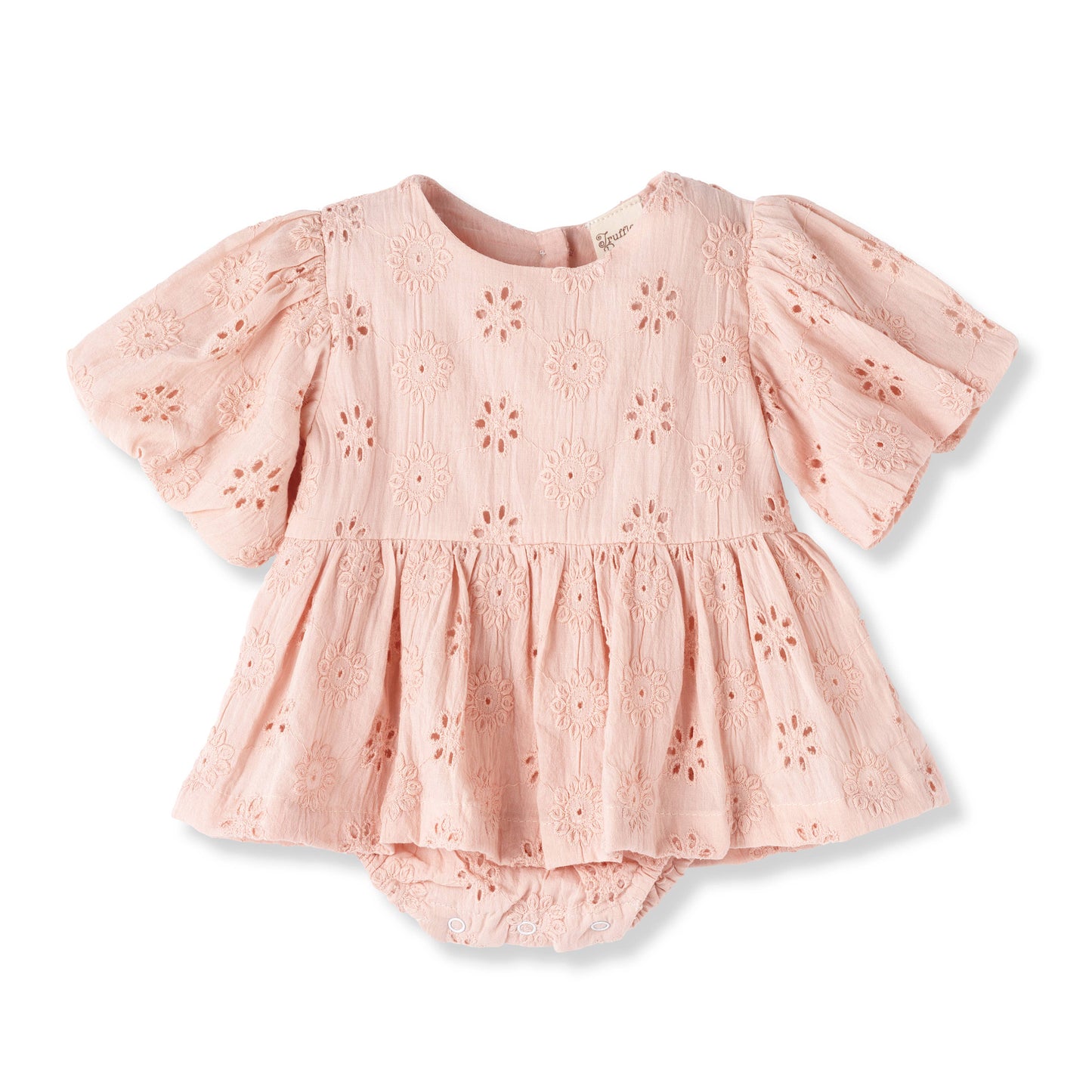 Eleanor Pink Eyelet Skirted Puff Sleeve Bodysuit