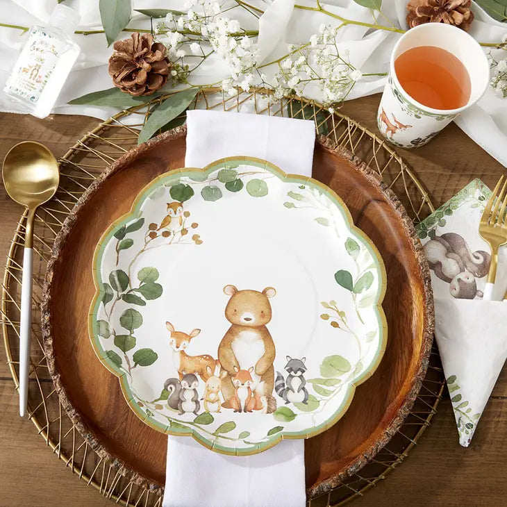 Critter Family Woodland Baby 9" Premium Paper Plates (Set of 16)