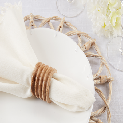 Wood Ribbed Napkin Ring