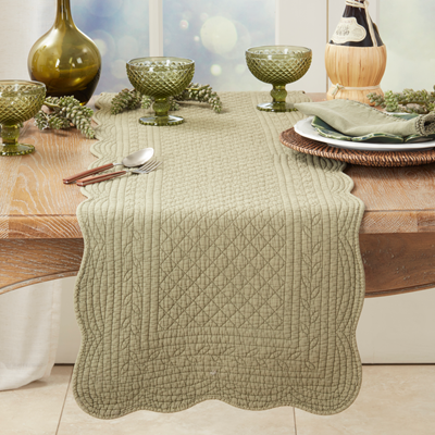 16"x 72" Olive Quilted Runner