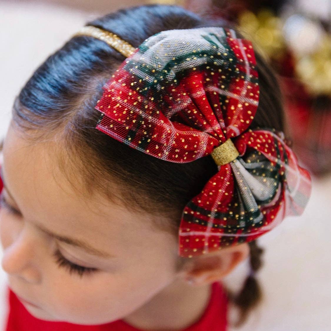 Christmas Plaid Bow Headband - Kids Holiday Headband