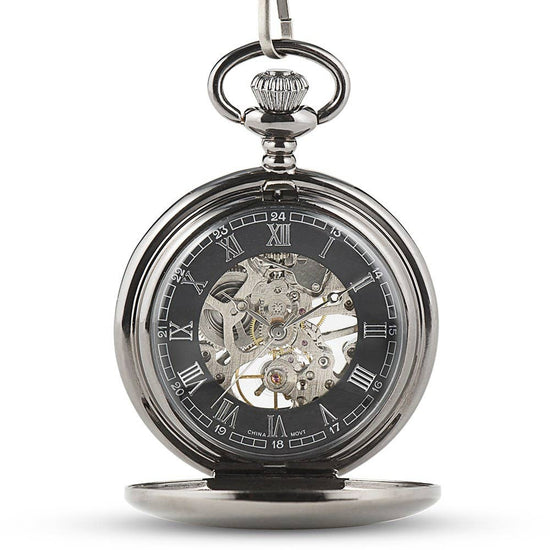 Gunmetal Mechanical Pocket Watch & Fob - Blank