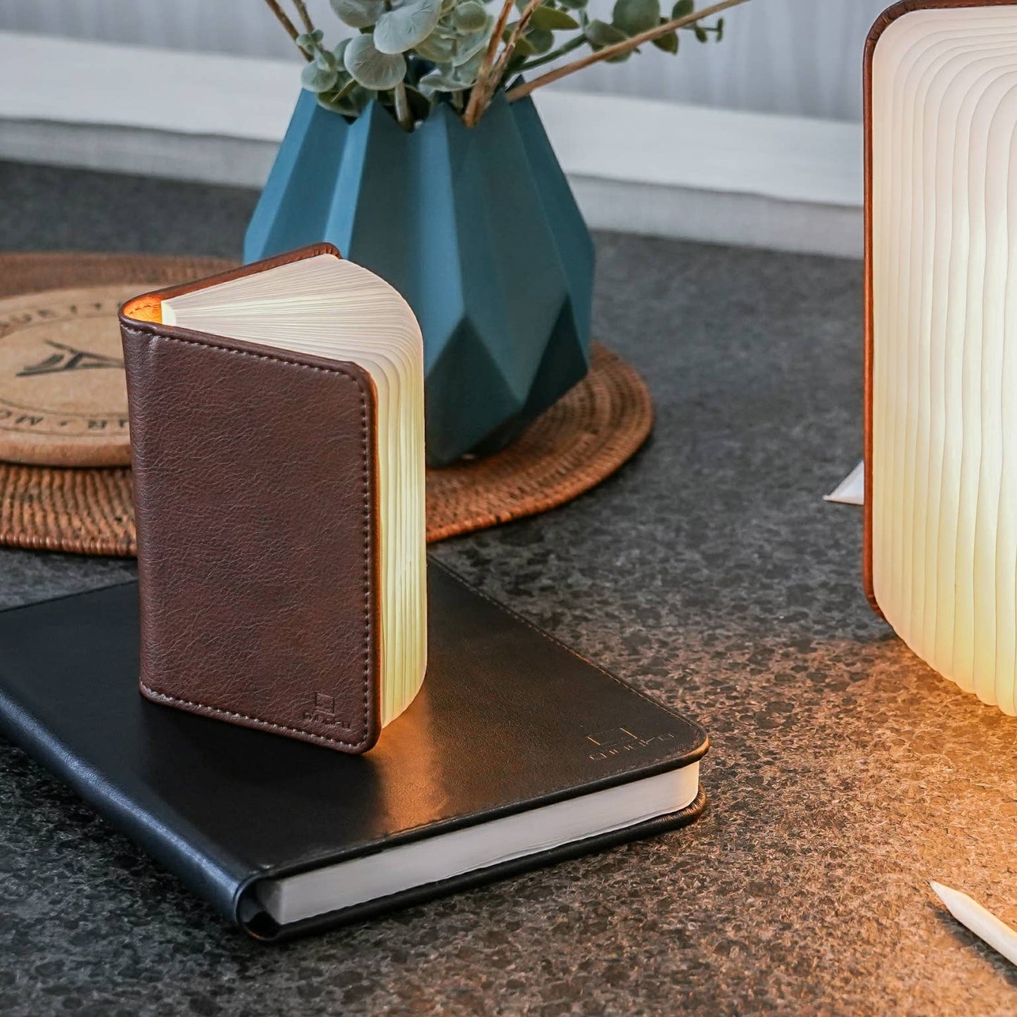 Bonded Leather Smart Book Light: Brown Leather / Mini