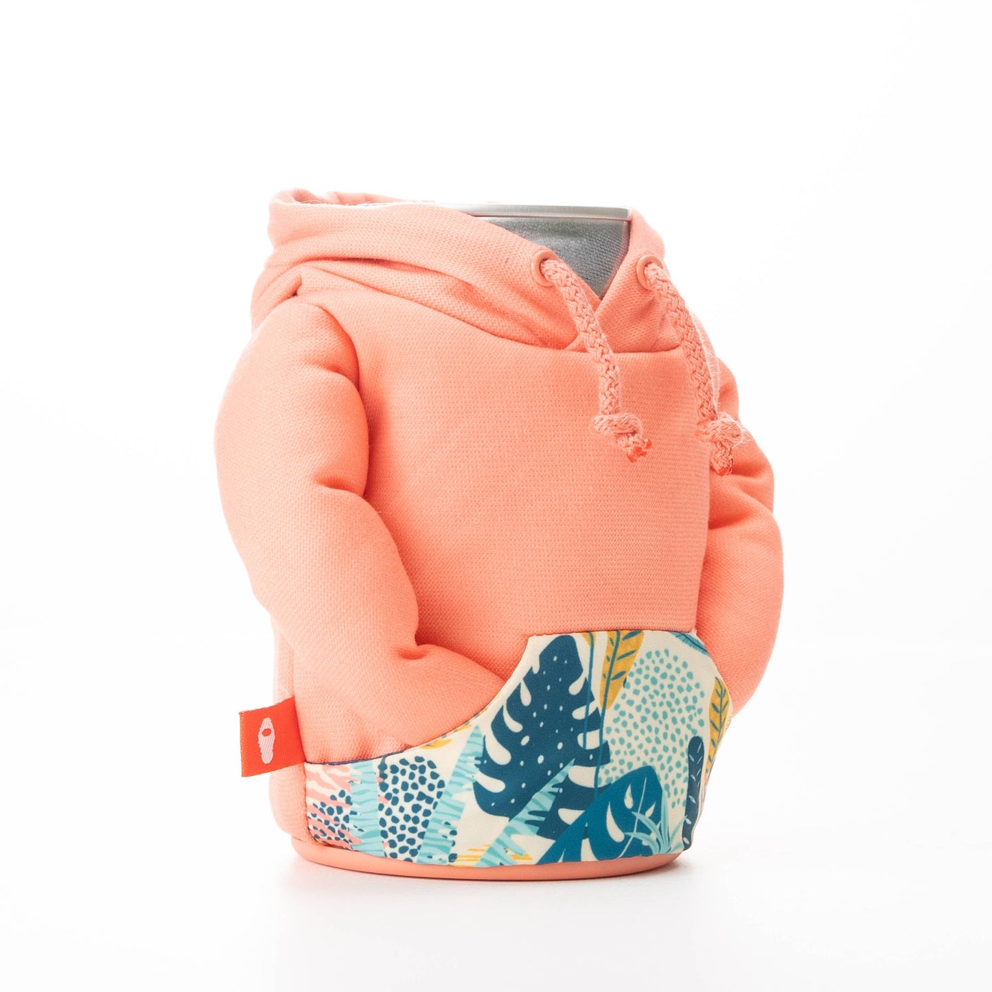 The Hoodie - Insulated Can Cooler - Salmon/Beige Palm