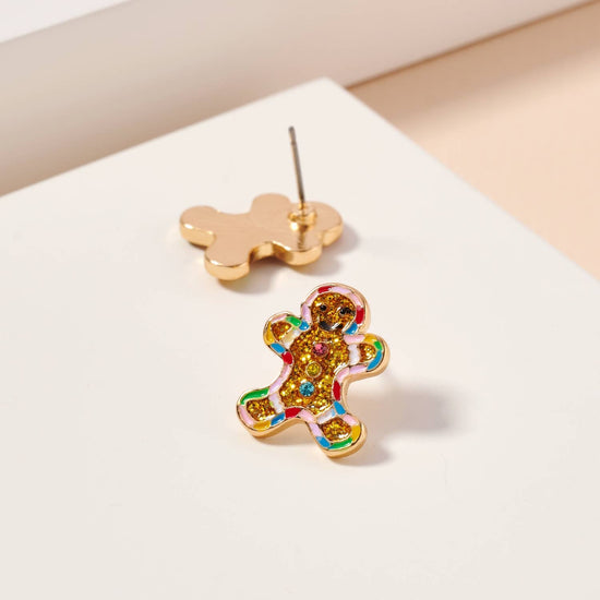 Gingerbread Man Enamel Stud Earring