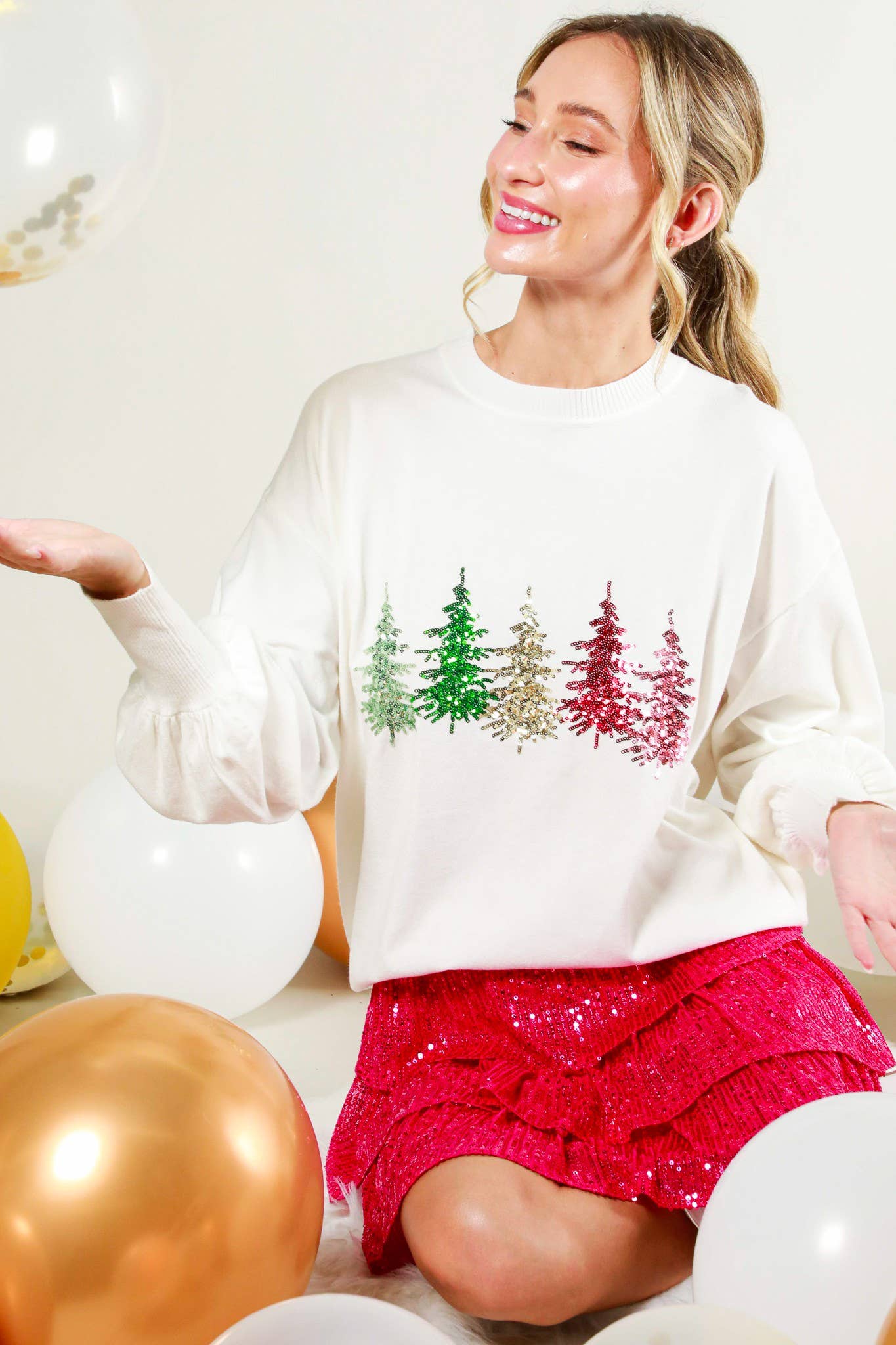 Christmas Tree Sequin Detail Knitted Sweater Top