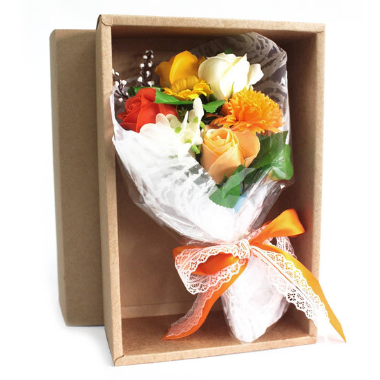 Orange Boxed Hand Soap Flower Bouquet