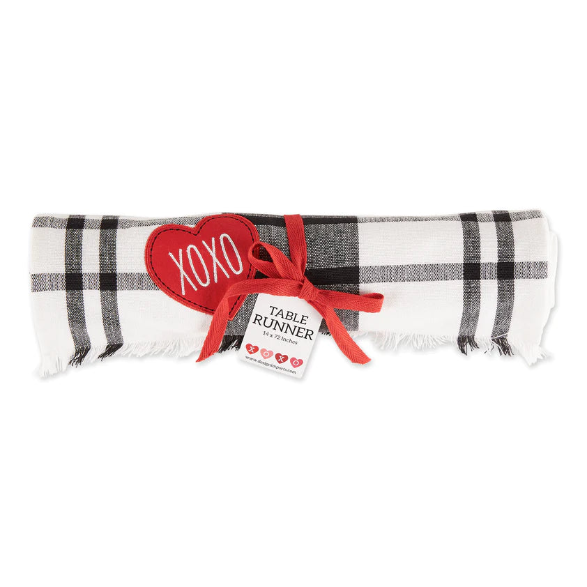 Heart XO Plaid Table Runner