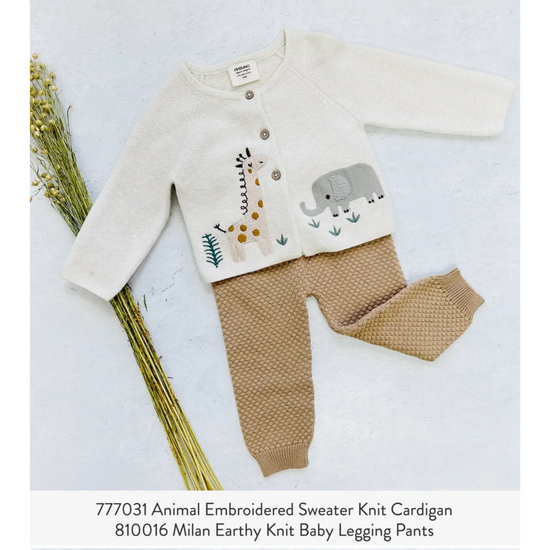 Organic Animal Safari Embroidered Baby Cardigan Sweater