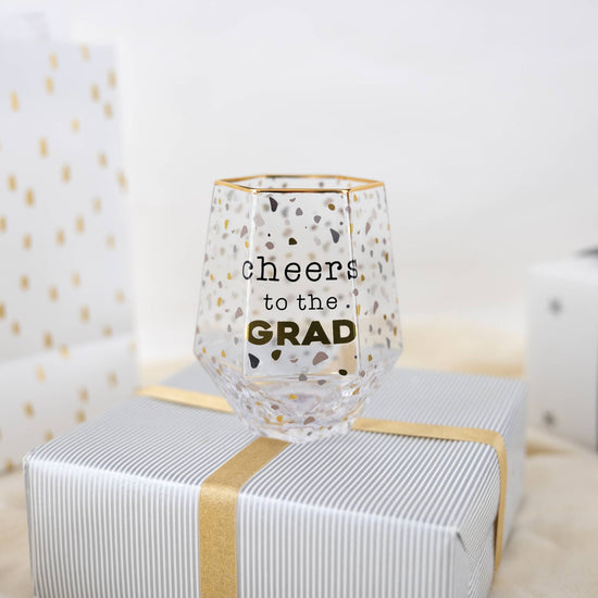 Cheers to the Grad - 16 oz Geometric  Glass