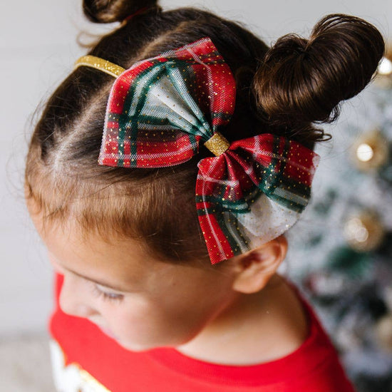 Christmas Plaid Bow Headband - Kids Holiday Headband