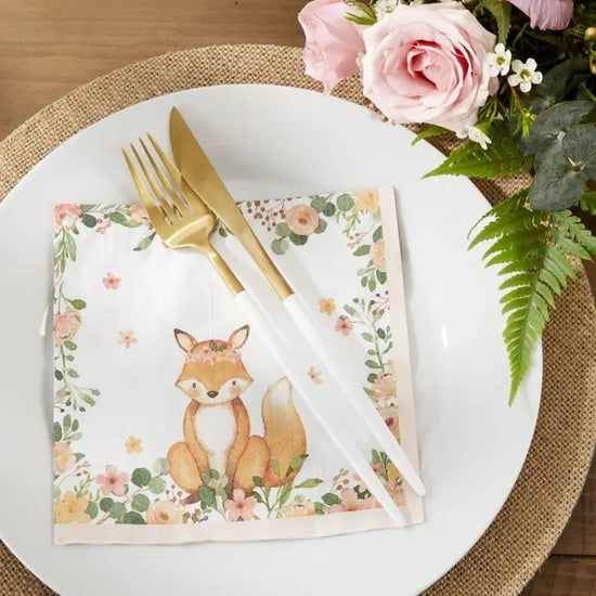 Woodland Baby 2 ply Paper Napkins Pink