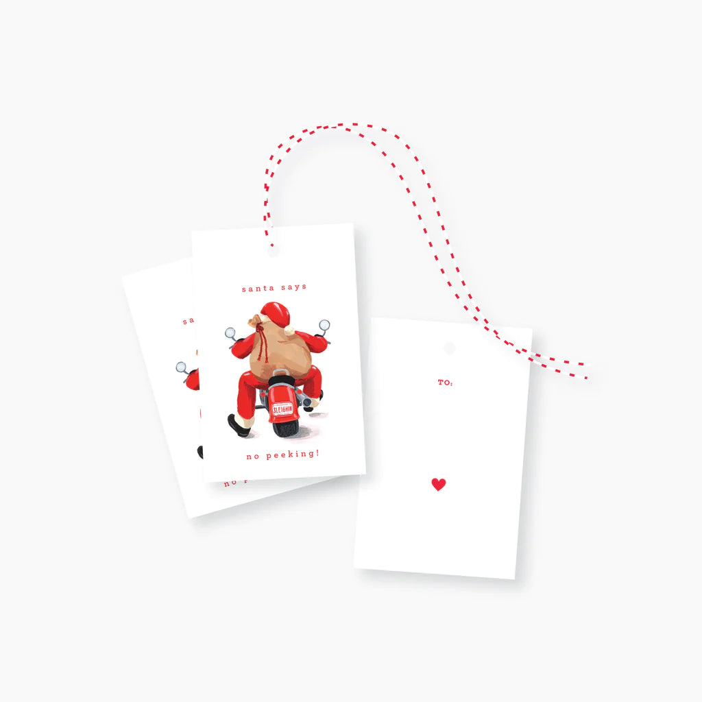 Santa on Motorcycle Gift Tag Set/8