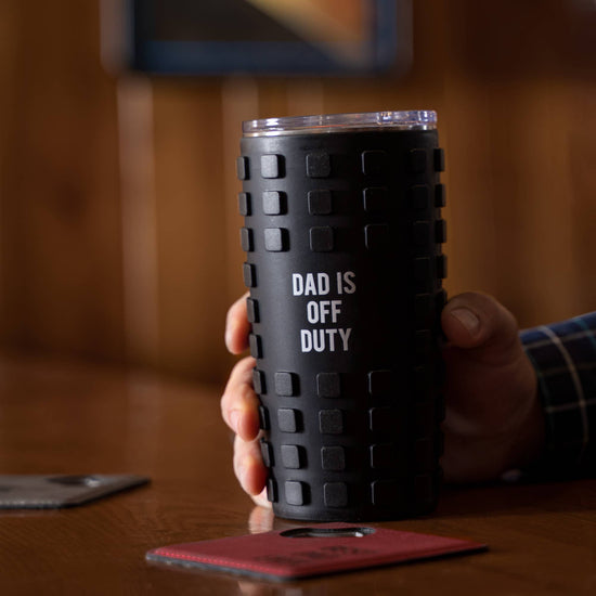 Dad Off Duty - 20 oz Travel Tumbler with 3D Silicone Wrap