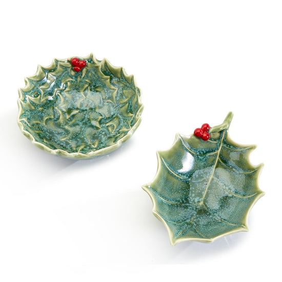 Holly Leaves Bowls with 20pc Cocktail Picks