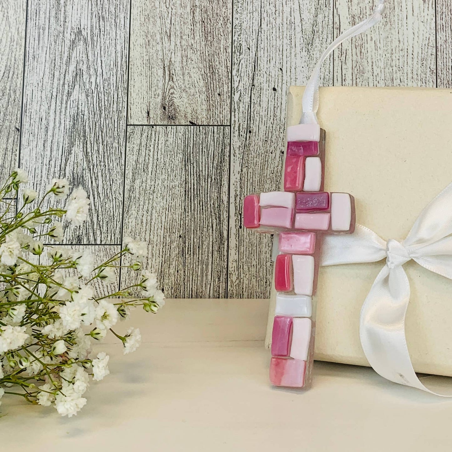 First Communion Cross For Girl: Handmade Glass